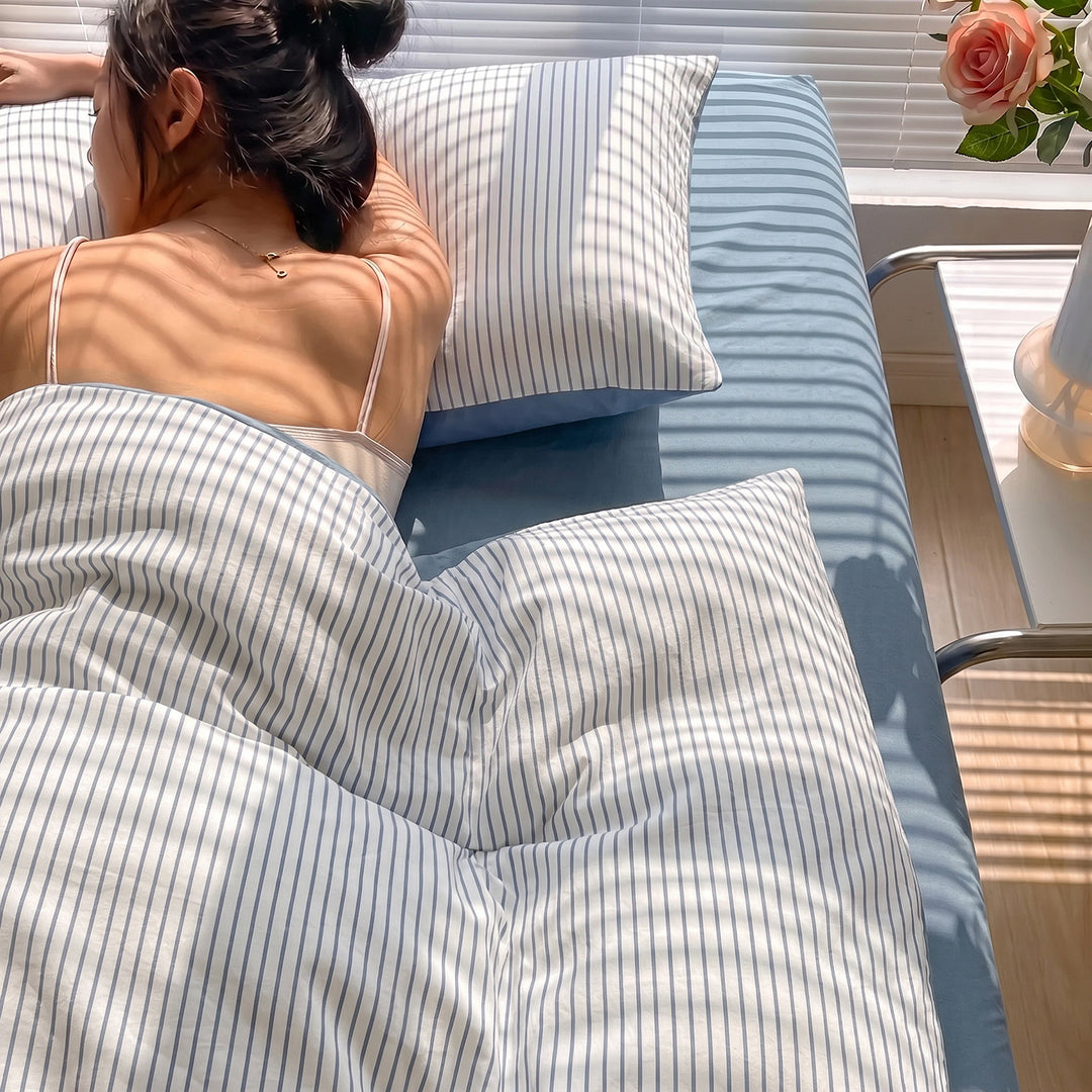 Striped Cotton Duvet Cover Set