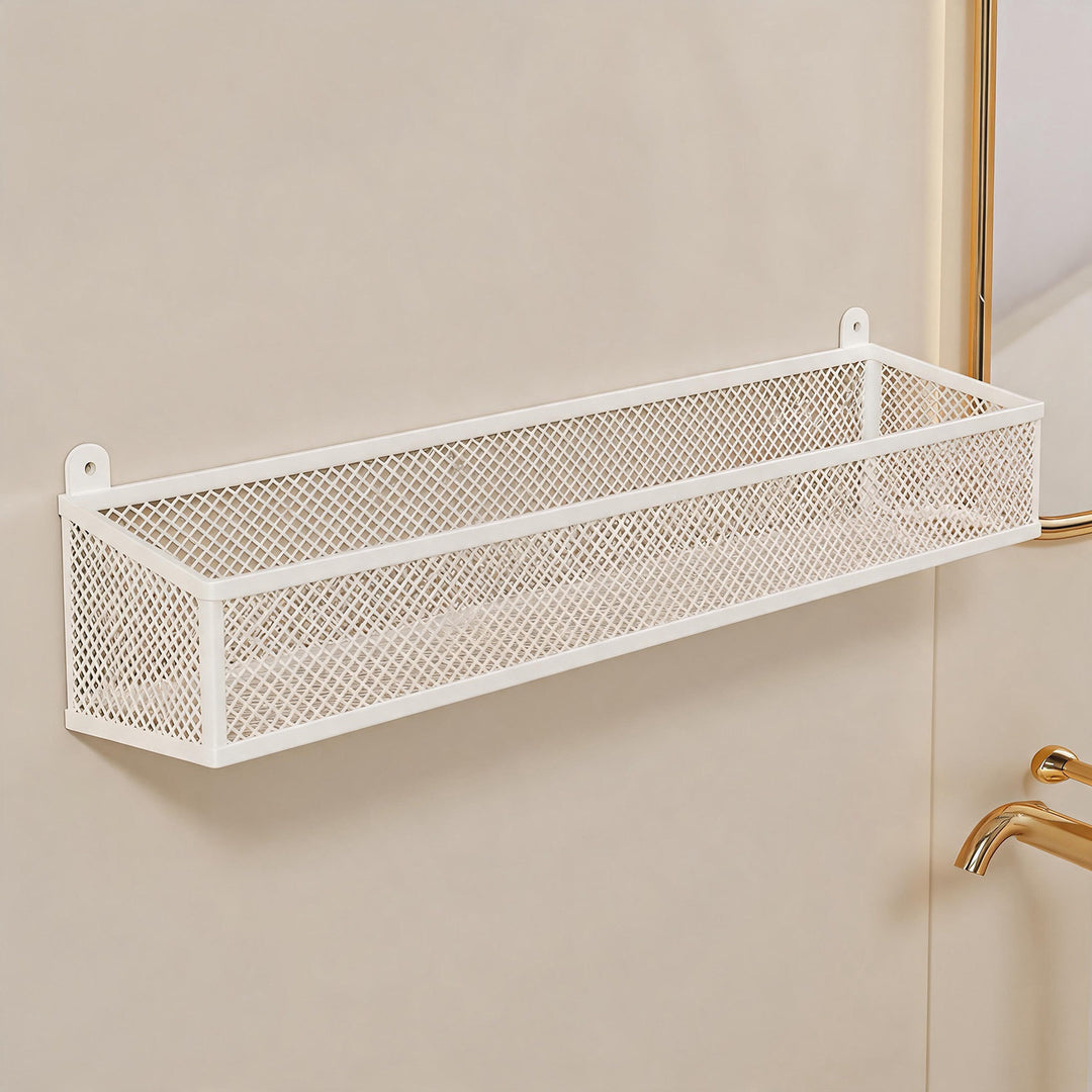 Wall-Mounted Metal Mesh Bathroom Storage Basket