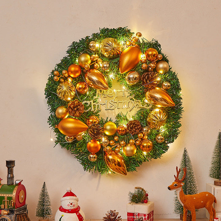 Festive Christmas wreath with lights