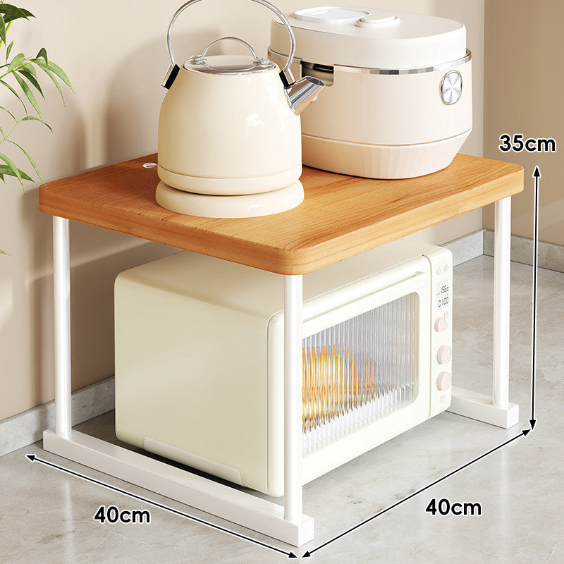 Countertop Appliance Riser Shelf with Wood-Top and Metal Frame