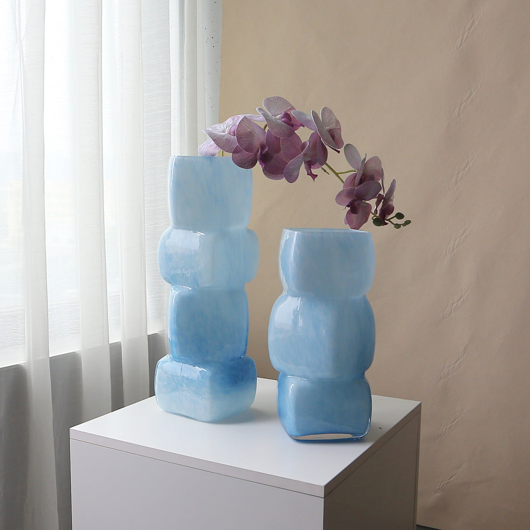 Ceramic Stacked Sculptural Centerpiece Vase with High-Gloss Glaze