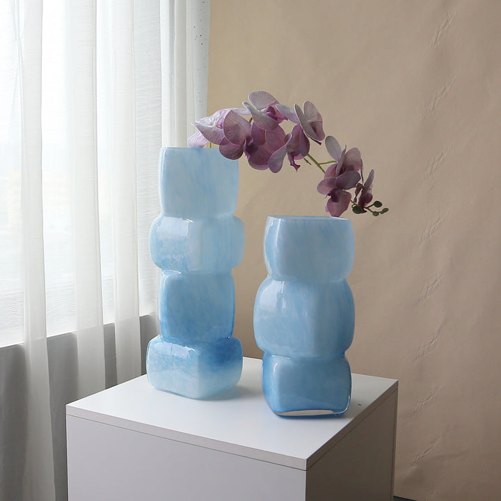 Ceramic Stacked Sculptural Centerpiece Vase with High-Gloss Glaze