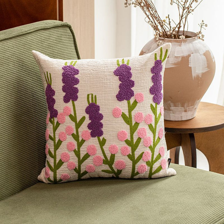 Embroidered Floral Cushion Cover