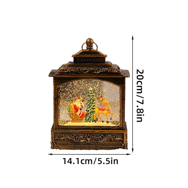 Nostalgic Christmas lantern with moving snowfall scene