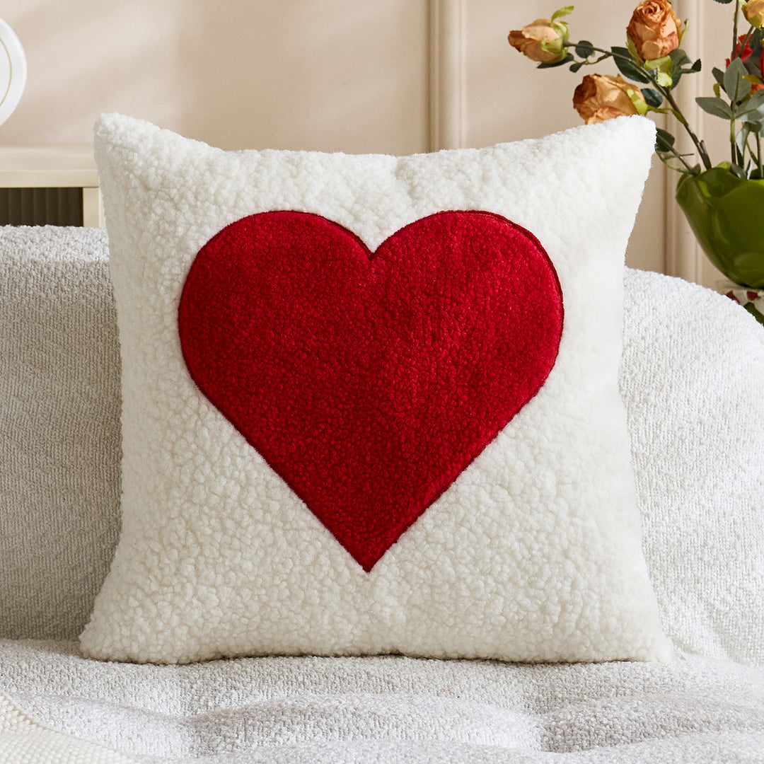 Sherpa Heart Bouclé Texture Decorative Throw Pillow Cover
