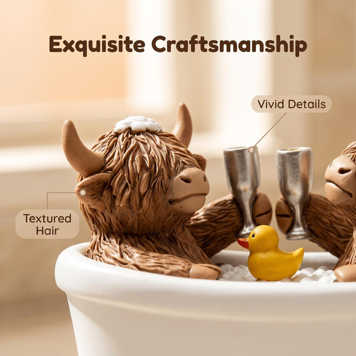 Decoration figure bathing highland cattle