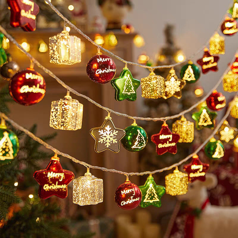 Festive Glitter Orb Ball LED String Lights