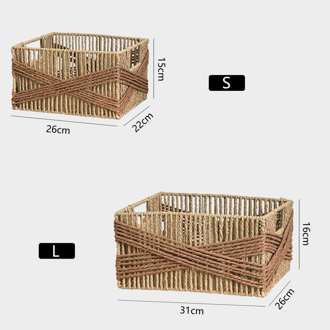 Handcrafted storage basket with decorative weave