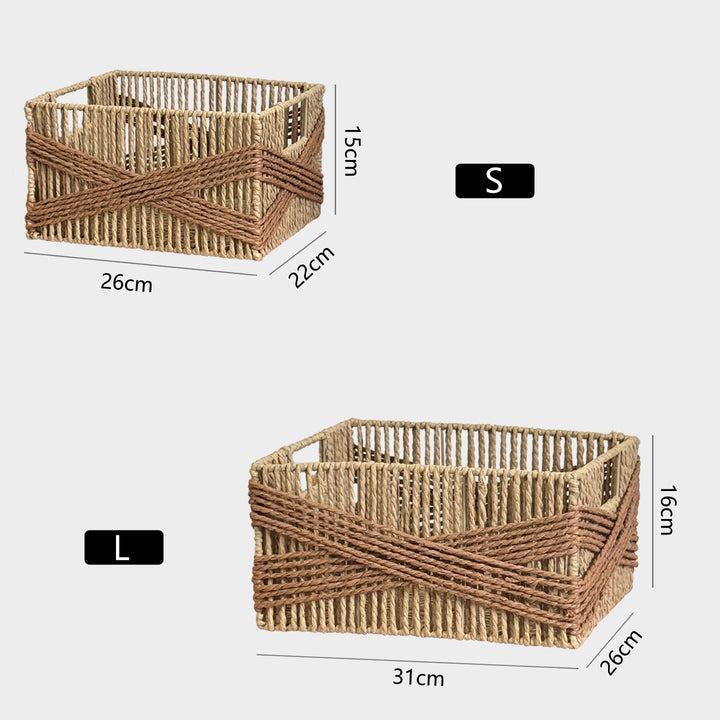 Handcrafted storage basket with decorative weave