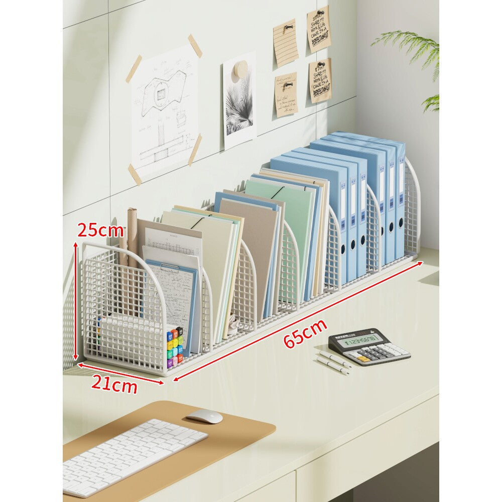 Multi-Tier Angled Metal Mesh Desktop File and Folder Organizer