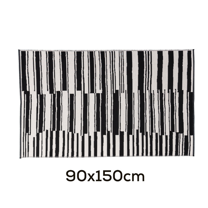 Modern flat-woven carpet runner with abstract geometric design