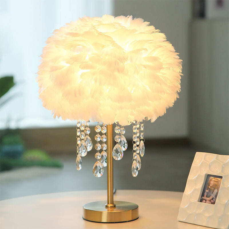 Feder lamp with crystal accents