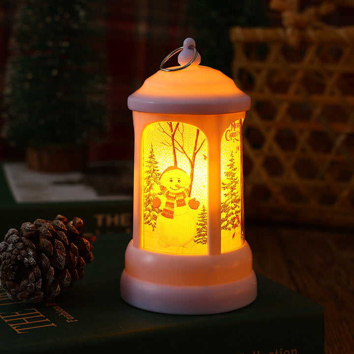 Nostalgic Christmas lantern with glowing Santa Claus motif