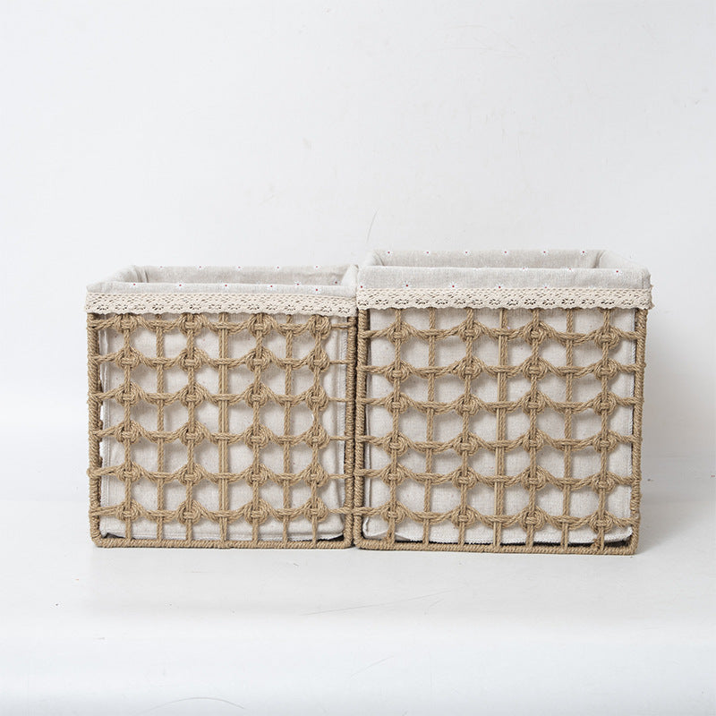 Storage basket made of woven material