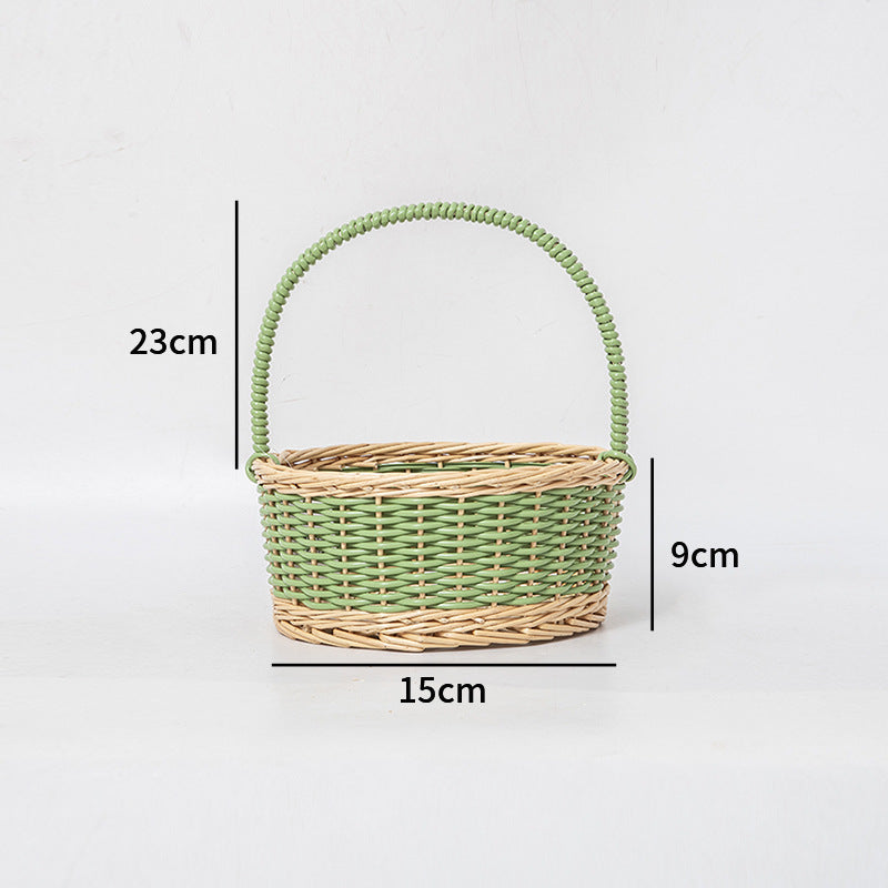 Braided storage basket with decorative cotton handles
