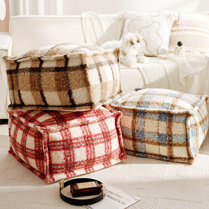 Cozy Textured Square Floor Pouf