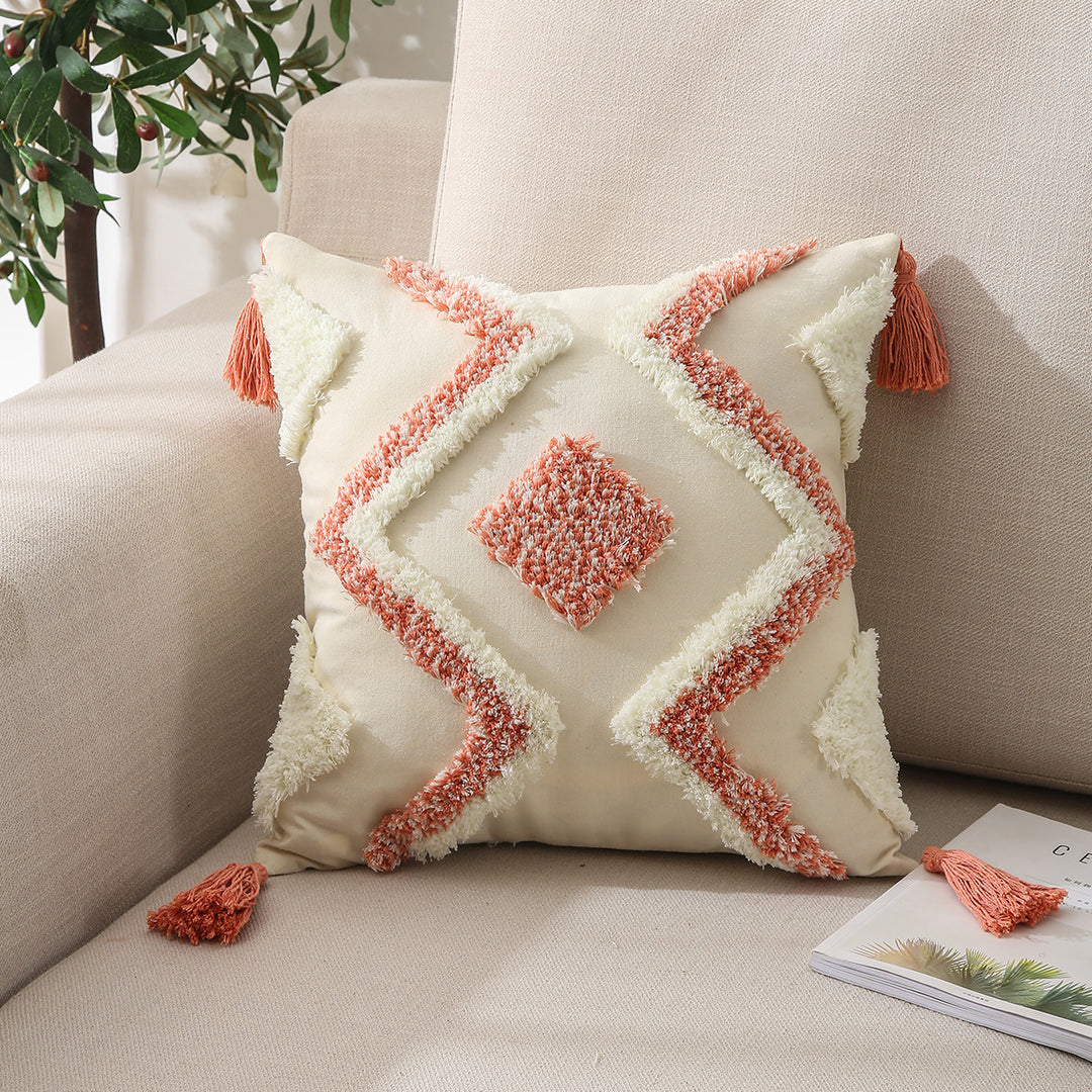 Geometric Textured Decorative Pillow