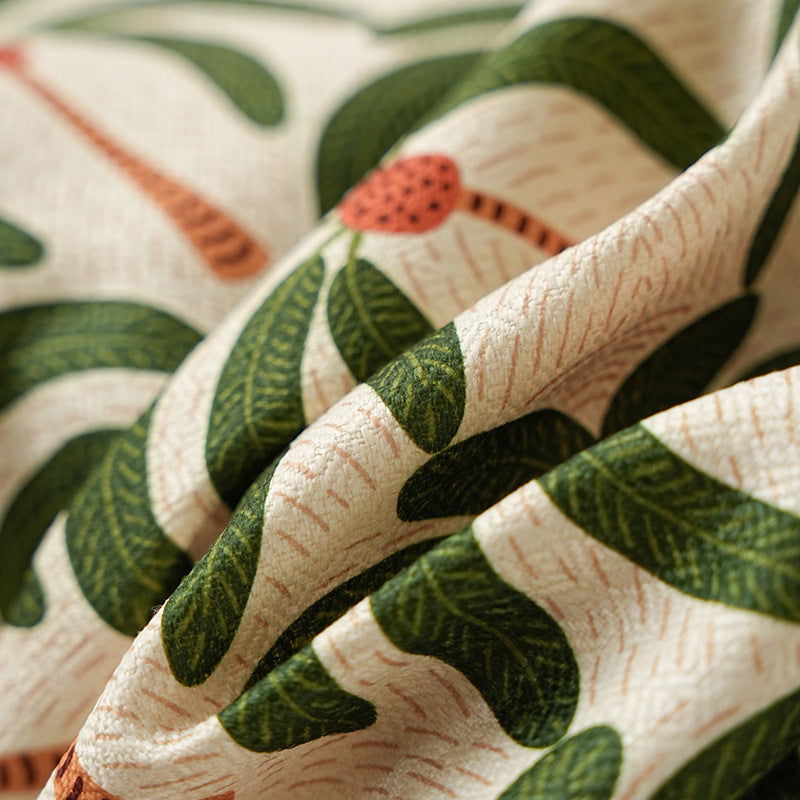 Hand-printed cotton tablecloth with botanical block print