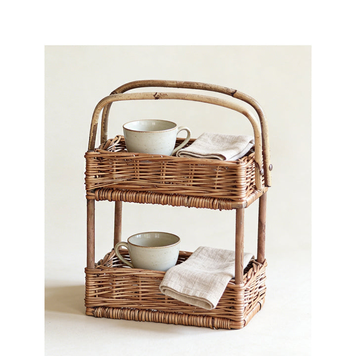 Braided storage basket with handle