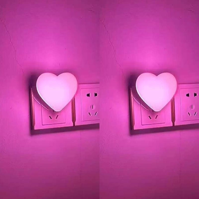 Heart-shaped plug-in ambient night light with soft LED lighting