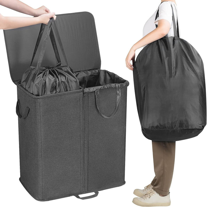 Laundry container with separating compartments