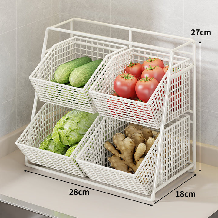 Six-Basket Tiered Mesh Countertop Produce Organizer