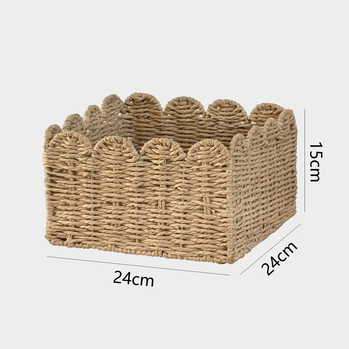Handcrafted storage basket with playful wave edge