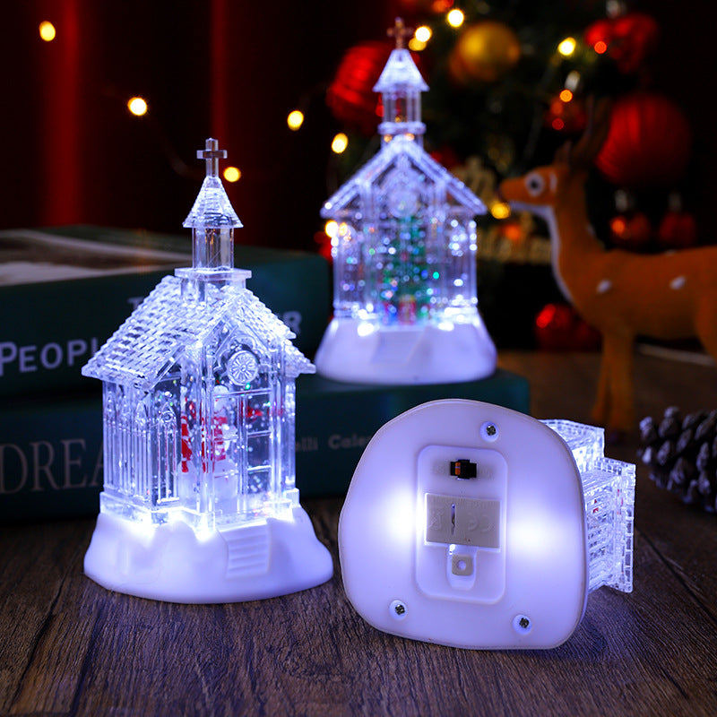 Decorative Christmas lantern with snowman scene