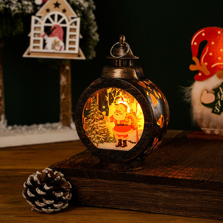 Nostalgic Christmas lantern with inviting deer scene