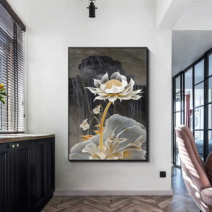 Elegant Lotus Flower Framed Art