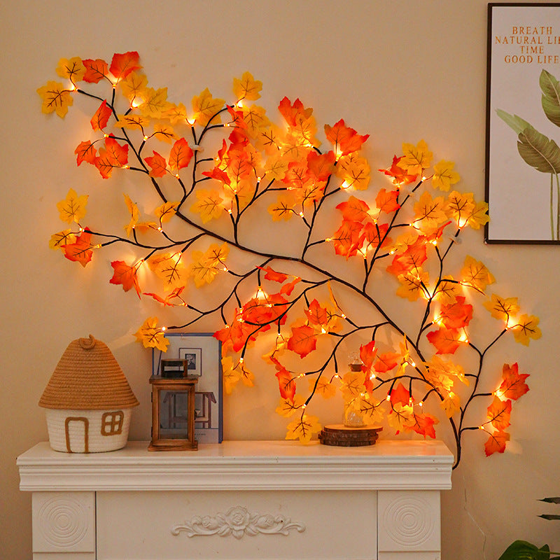 Autumn decorative LED maple leaf wall garland