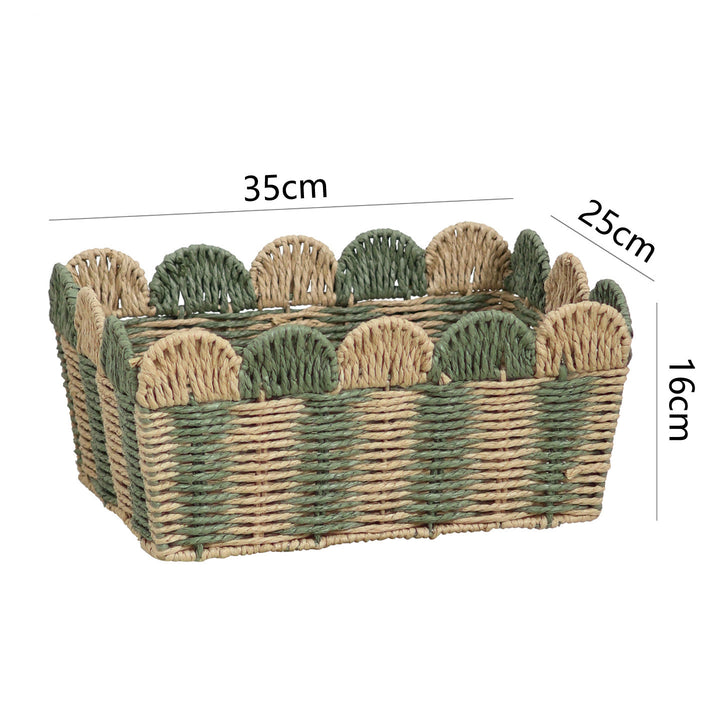 Decorative storage basket made of woven material