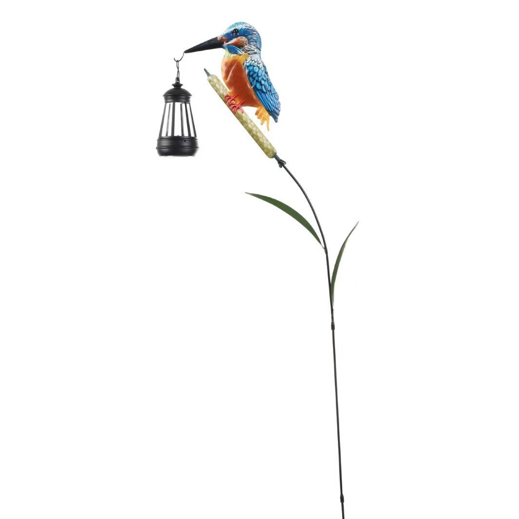 Hand-painted Kingfisher Garden Lantern Stake