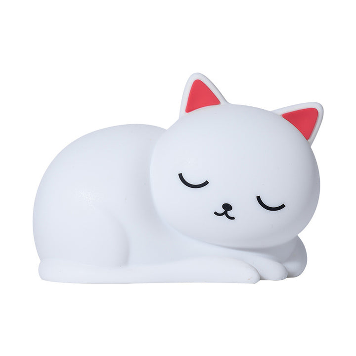 Silicone Sleeping Cat LED Night Light with Touch Dimming USB Rechargeable