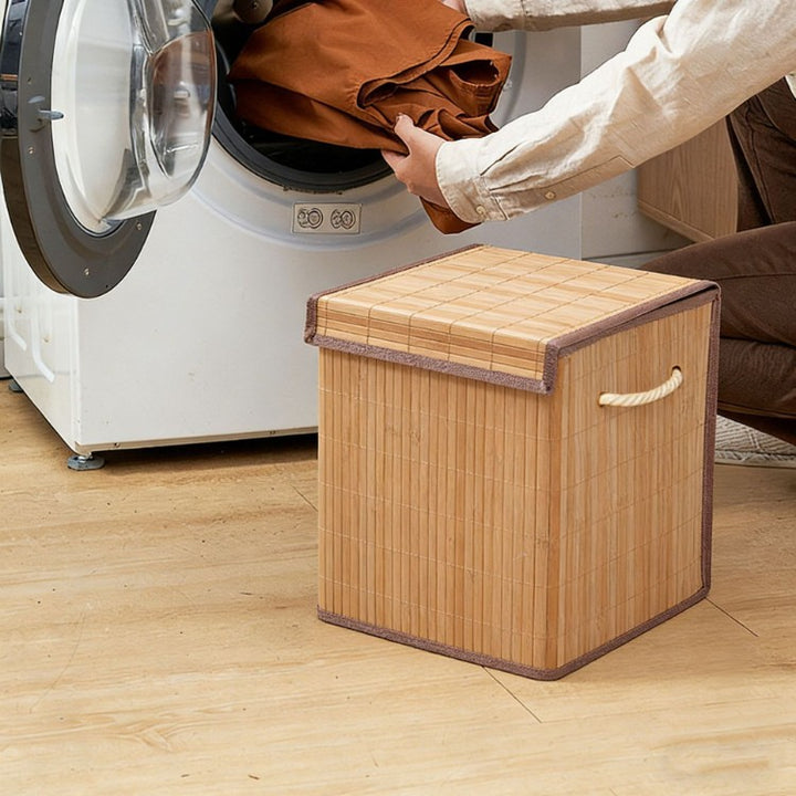 Laundry basket made of natural bamboo