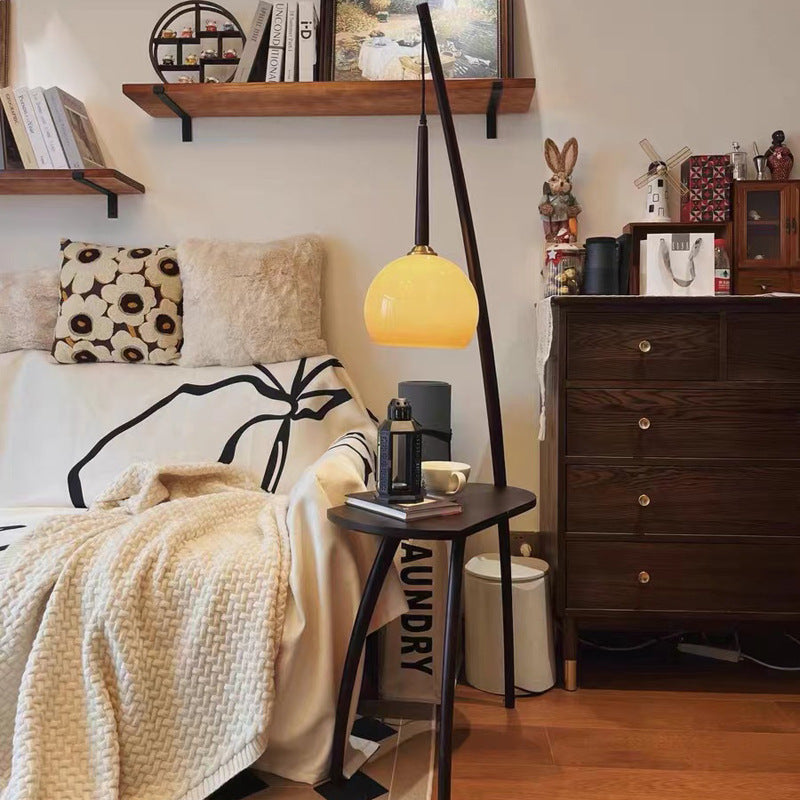 Modern floor lamp with integrated side table