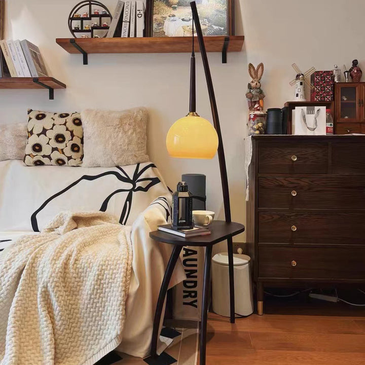 Modern floor lamp with integrated side table