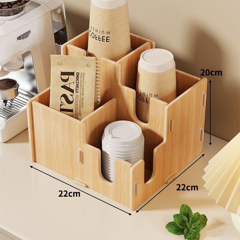 Modular Tiered Countertop Coffee Cup Lid and Straw Organizer