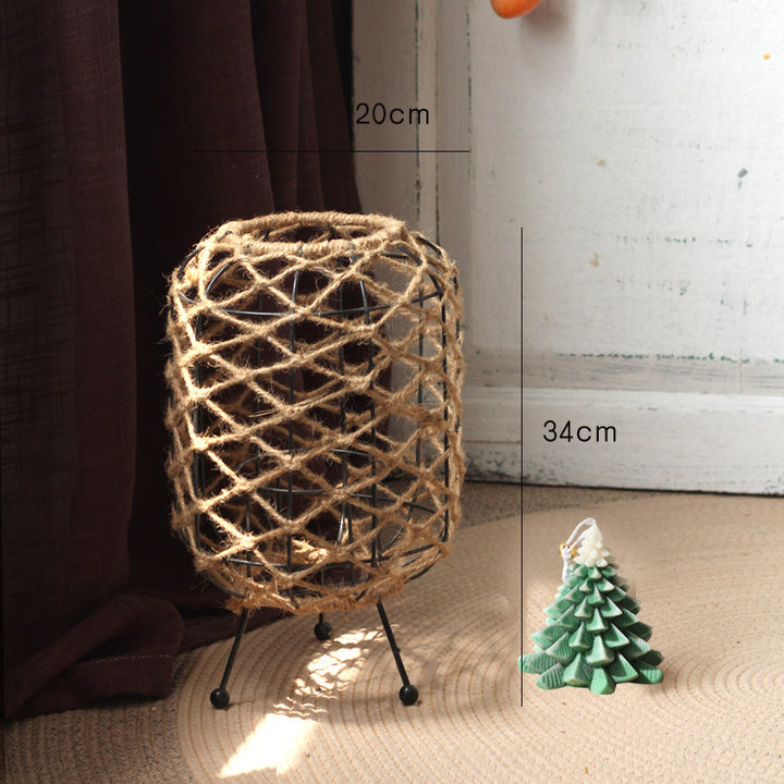 Decorative basket with natural fiber design