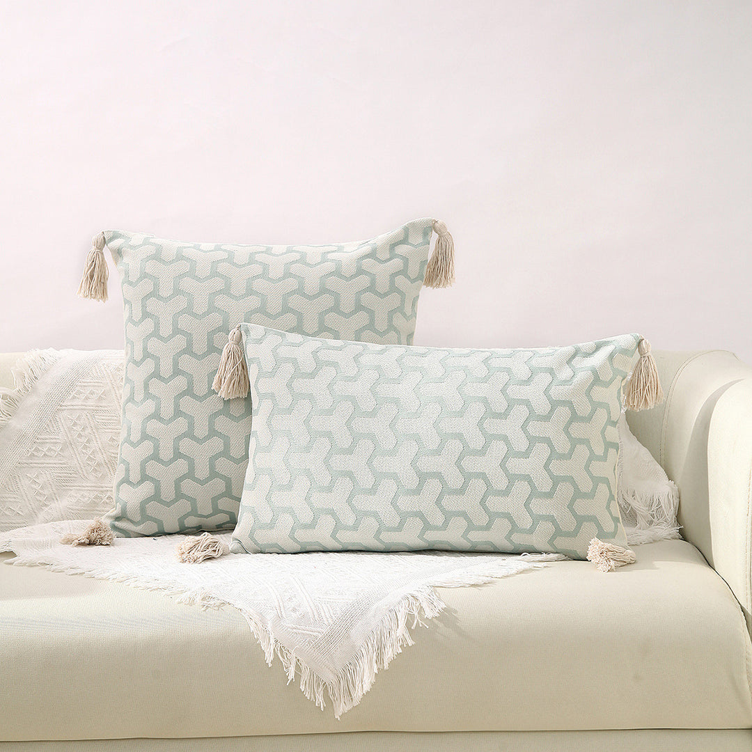 Textured Decorative Throw Pillow with Tassels