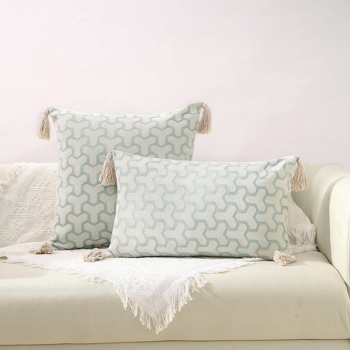 Textured Decorative Throw Pillow with Tassels