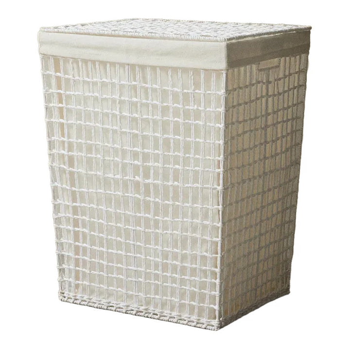 Modern laundry basket with embroidered pattern