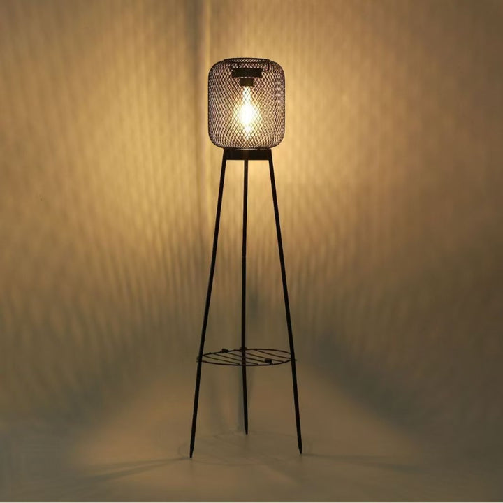 Outdoor Solar Lantern Planter Stand with Net Shade and Three Leg Base