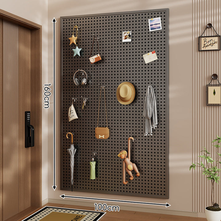 Wall-Mounted Perforated Pegboard Organizer Panel with Metal Frame