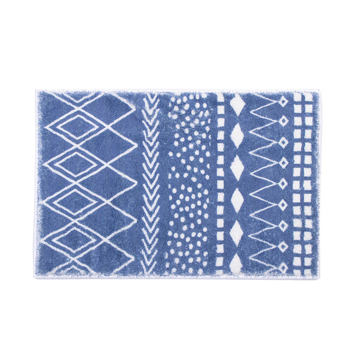 Soft high-pile bath mat rug with Berber-inspired diamond pattern