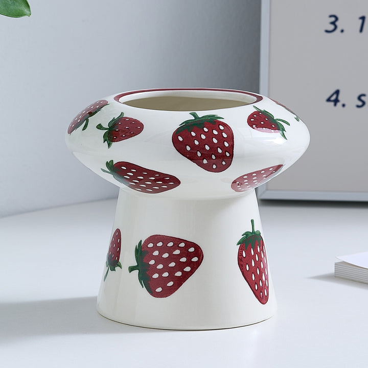 Ceramic vase with strawberry pattern