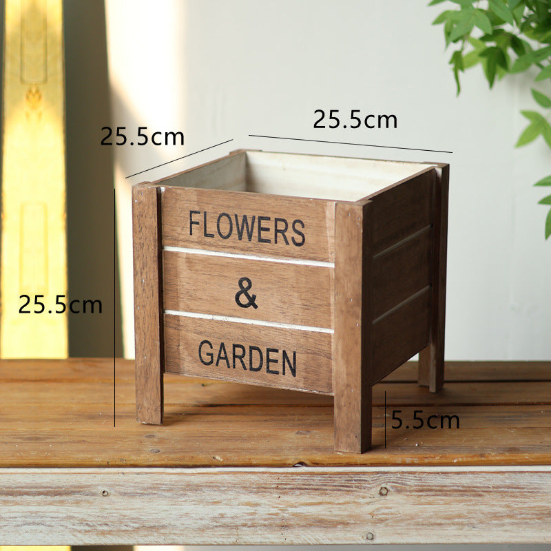 Decorative wooden box for plants