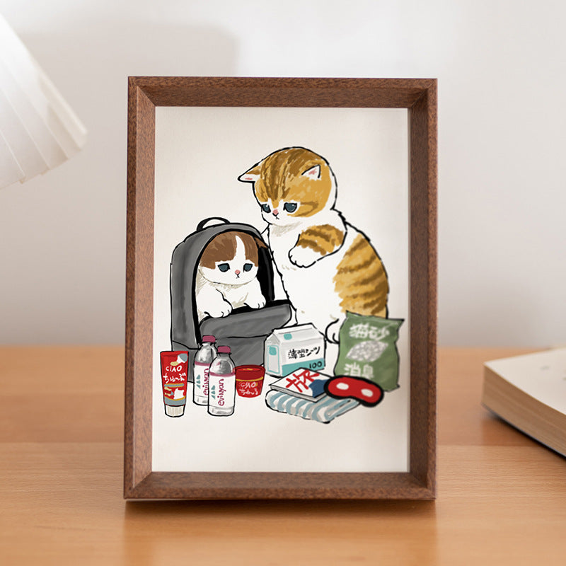 Illustrated Cats Wall Art Frame