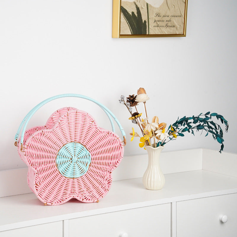 Flower-Shaped Decorative Woven Storage Basket