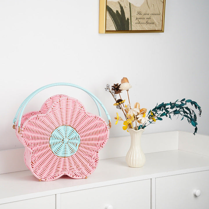 Flower-Shaped Decorative Woven Storage Basket